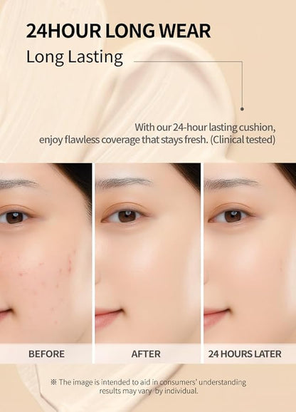 BEAUDIANI Natural Coverage – Mesh Tight Up Cushion – Korean Cushion Foundation, Semi-Matte Radiance, Long-lasting, Travel-Friendly Design (03 Medium Beige)