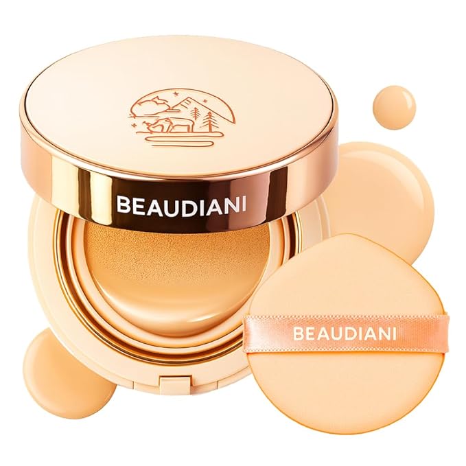 BEAUDIANI Natural Coverage – Mesh Tight Up Cushion – Korean Cushion Foundation, Semi-Matte Radiance, Long-lasting, Travel-Friendly Design (03 Medium Beige)