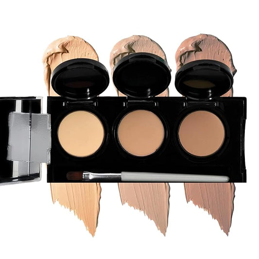 Dermaflage Waterproof Concealer Palette (Tan) - Concealer Full Coverage, Matte Finish for Face & Body - Hides Dark Circles & Acne - Smudge Proof Body Makeup Palette with 3 Pro SFX Shades + Brush