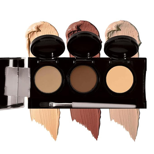 Dermaflage Waterproof Concealer Palette (Medium) - Concealer Full Coverage, Matte Finish for Face & Body - Hides Dark Circles & Acne - Smudge Proof Body Makeup Palette with 3 Pro SFX Shades + Brush