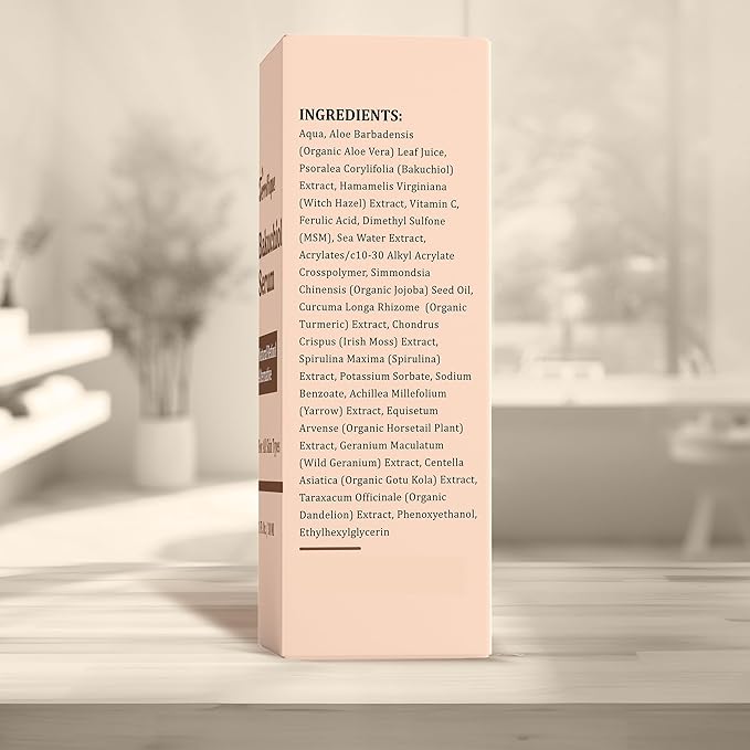 Bakuchiol Serum for Face - Retinol Alternative for Sensitive Skin - Contains Aloe, Centella, Spirulina - Bakuchiol Retinol Serum - Plumping, Anti Aging - Pore Minimizer - 1 Fl Oz - 2 Pack