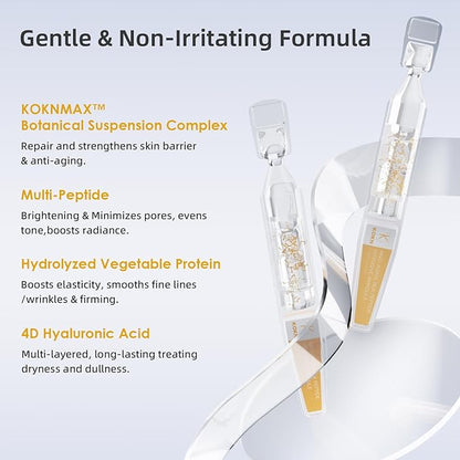 KOKN Silk Peptide Intensive Lifting Ampoule, Anti-Aging Hydrating Serum, KOKNMAX™ Complex, Multi Peptide, Collagen, 4D Hyaluronic Acid Serum for Wrinkles and Fine Lines & Radiance 0.05 fl.oz x 30e