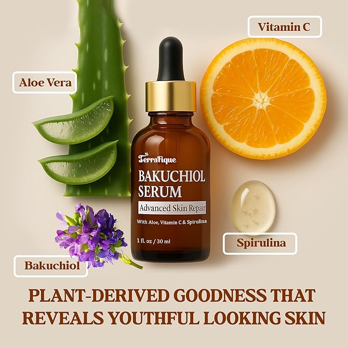 Bakuchiol Serum for Face - Retinol Alternative for Sensitive Skin - Contains Aloe, Centella, Spirulina - Bakuchiol Retinol Serum - Plumping, Anti Aging - Pore Minimizer - 1 Fl Oz - 2 Pack